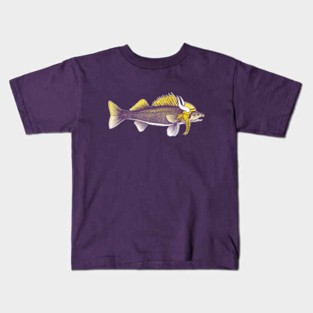 Minnesota Walleye Kids T-Shirt by mjheubach